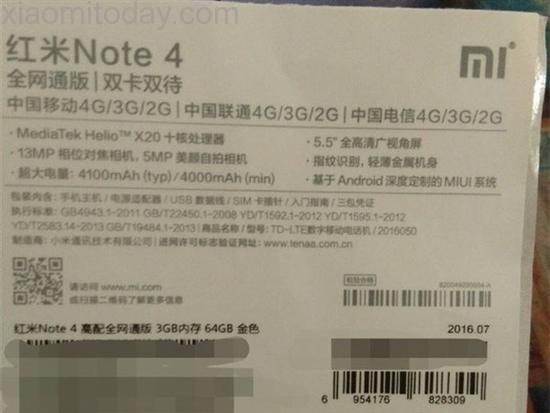 Xiaomi Redmi Note 4 specs