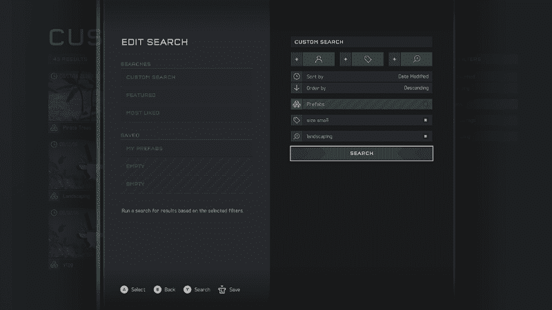 The search UI for the Halo 5 content browser