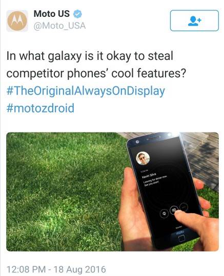 Galaxy Note 7 AOD was stolen Motorola says