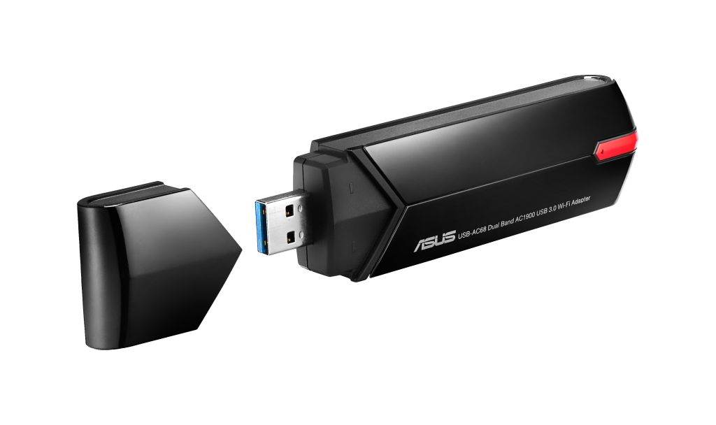 ASUS USB-AC68 dual-band AC1900 USB Wi-Fi adapter - folded