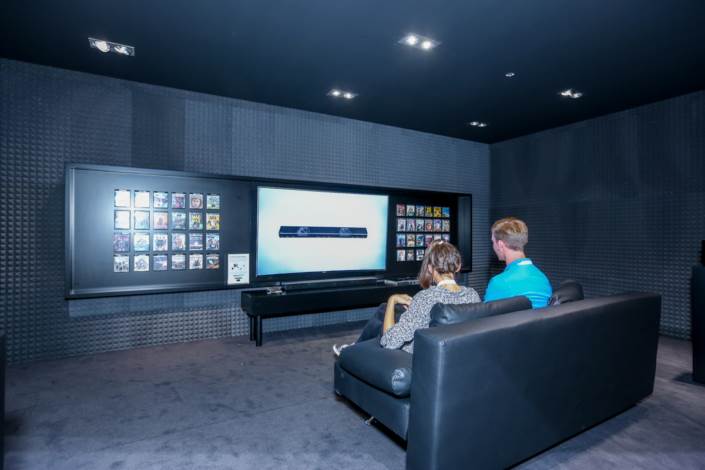 The 4K Home Theater room showcases how significantly the HW-K950 Soundbar, UBD-K8500 Ultra HD Blu-ray player and Samsung’s Quantum dot SUHD TVs amplify the viewing experience, pairing cinematic sound with visual firepower.