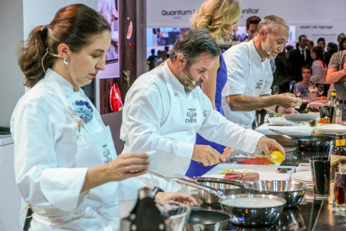 Chefs Michel Troisgros, Michel Roux and Elena Arzak prepare their world-class cuisine.