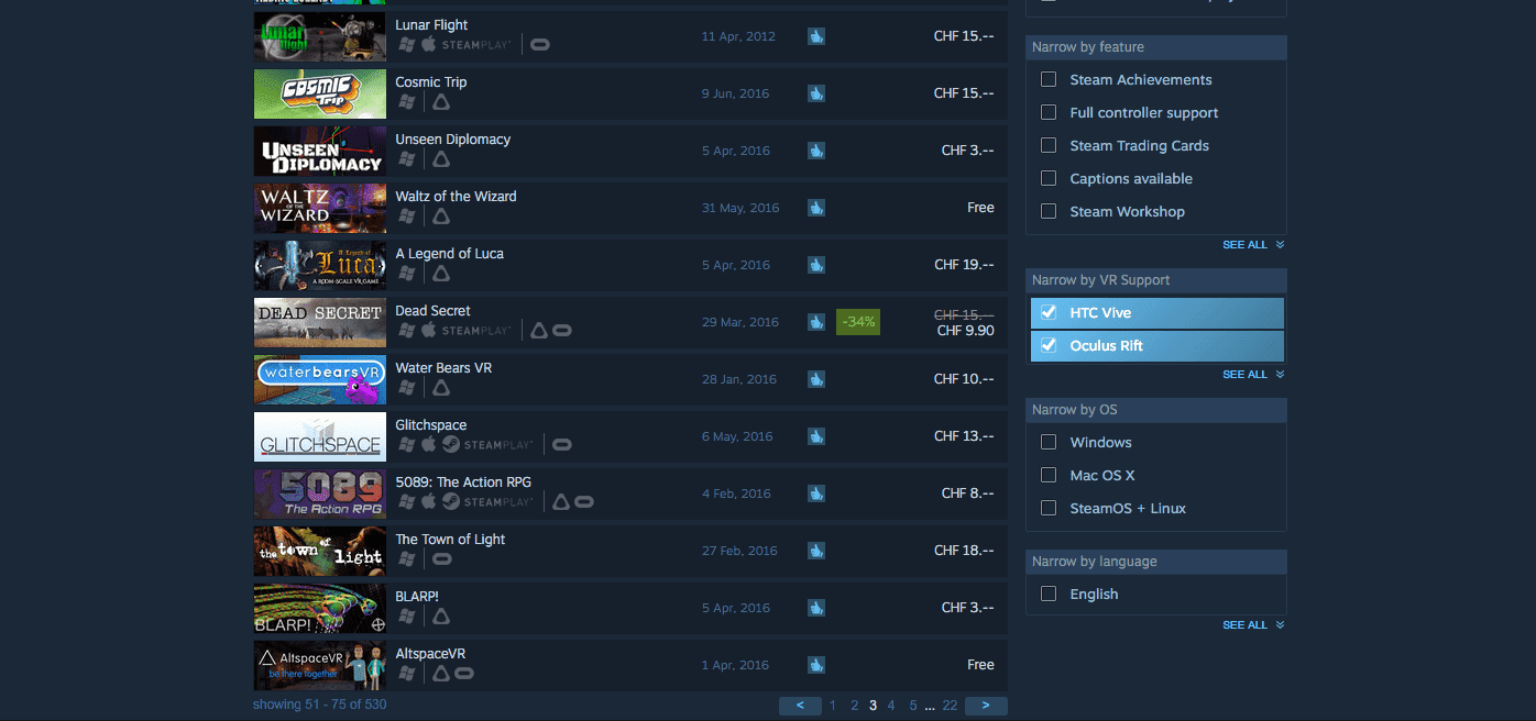 The many VR experiences on Steam