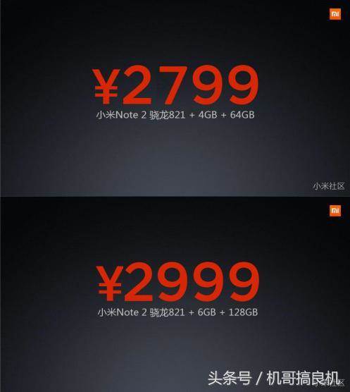 xiaomi mi note 2 price