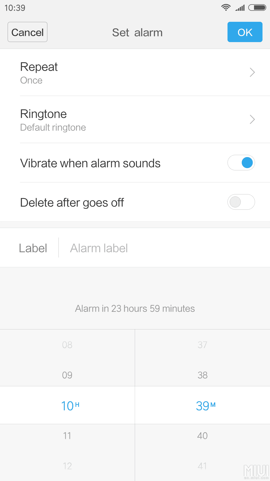 Automatic saving of alarm