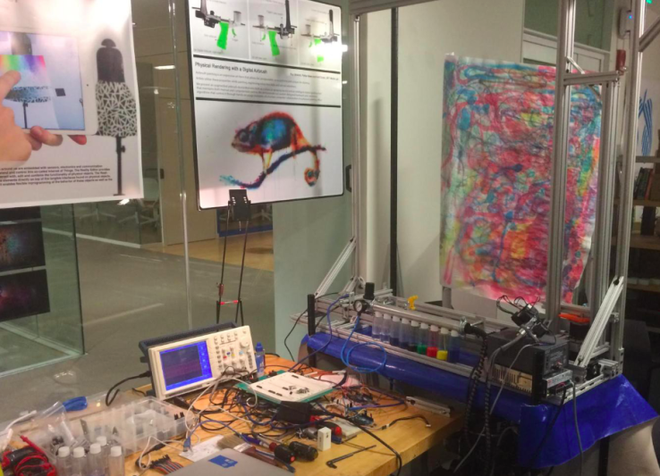 The Artmatr painting robot was part of MIT Hacking Arts 2016 hackathon. 