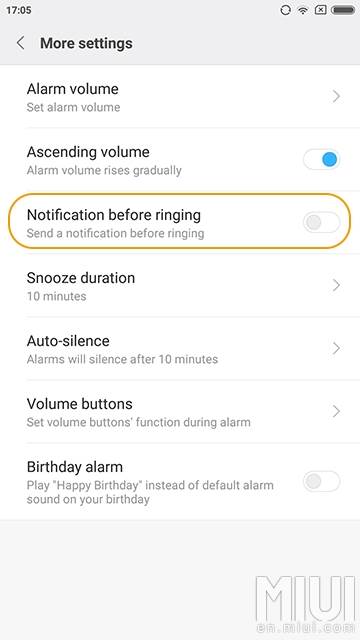 Alarm Notifications switch