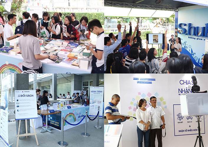 Activities during S.hub Ho Chi Minh’s one-year anniversary celebration included bookmark making, as well as a book auction, sale and exchange.