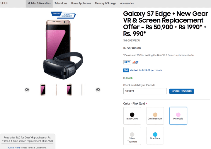 Samsung Galaxy S7 edge Pink Gold India