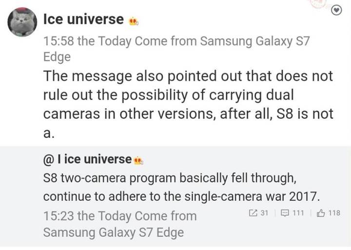 Samsung might stick to a single rear camera with the Galaxy S8
