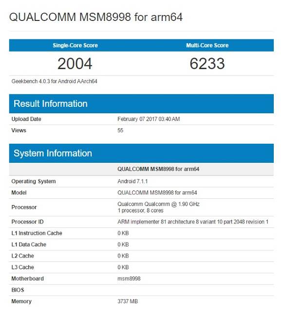 Snapdragon 835 geekbench