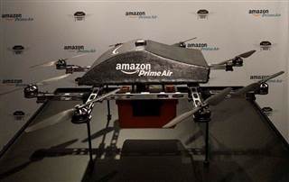 Image: For the first time ever, Amazon's Prime Air delivery drone was on display to the public at the SXSW Conference in Austin, Texas.