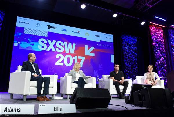 Image: Founder and CEO of Tinder Sean Rad with other panelists at Swiping Right on Inclusivity with Tinder &amp; GLAAD at SXSW 2017 at the Austin Convention Center on March 10, 2017 in Austin, Texas.