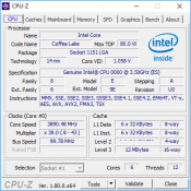 Intel Coffee Lake 6-core CPU-Z screenshot Surfaces