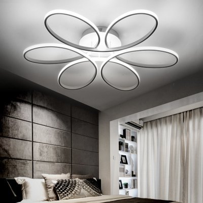 EverFlower Modern Simple Floral Shape LED Semi Flush Mount Ceiling Light