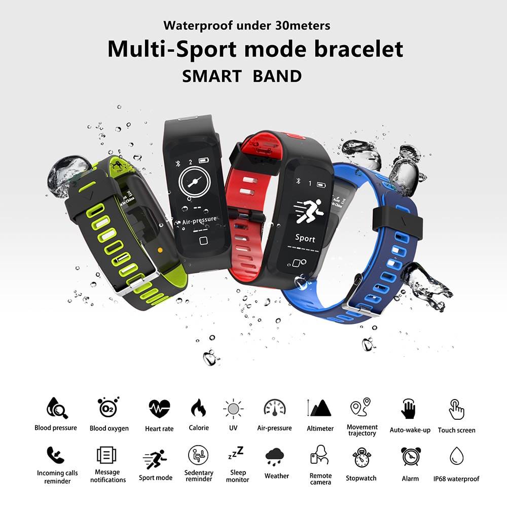 NO.1 GT1 Sports Smartband IP68 Waterproof Heart Rate / Sleep Monitor Pedometer Remote Camera Sedentary Reminder