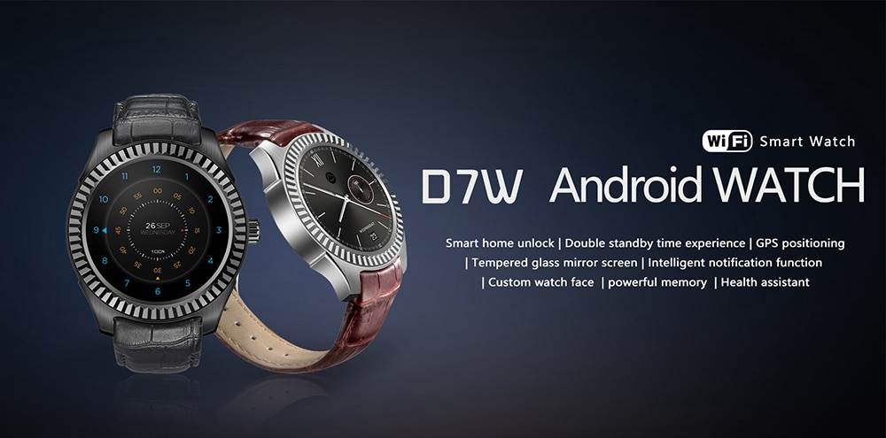 NO.1 D7W Heart Rate Smartwatch MTK6572 1GB RAM 8GB ROM Bluetooth 4.0 Sedentary Reminder Sleep Monitor Remote Camera WiFi