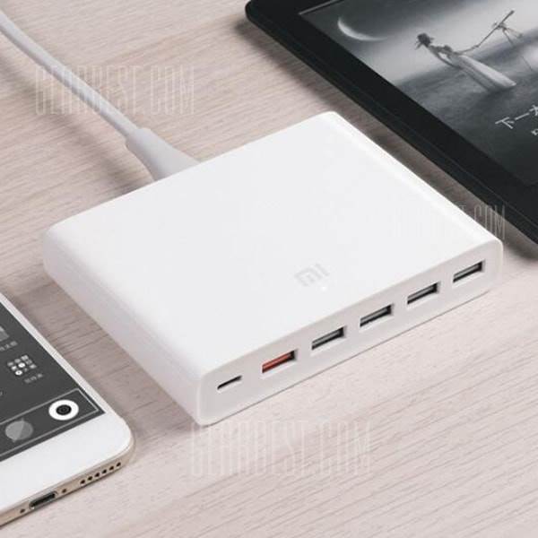 Image result for Original Xiaomi 5 x USB-A 1 x USB-C 60W QC3.0 Fast Charger