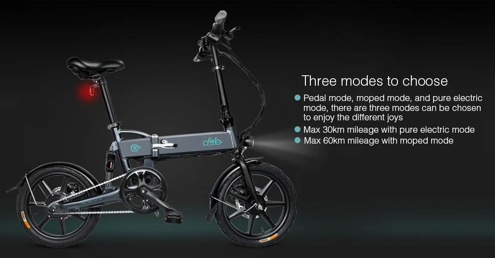 FIIDO D2 Smart Folding Bike Electric Moped Bicycle 7.8Ah Battery / with Double Disc Brakes - Crystal Cream