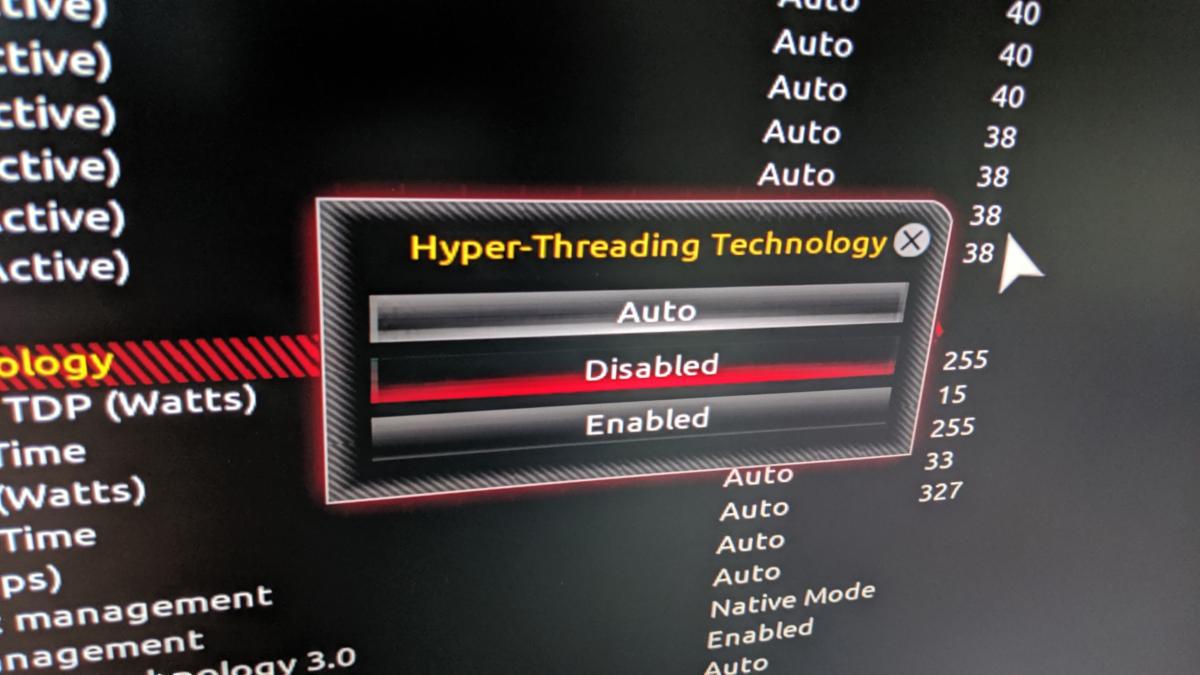 Turn Hyper Threading Off