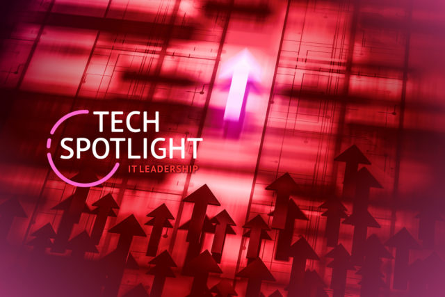 Tech Spotlight   >   IT Leadership [intro]   >   One glowing arrow leads a pack of other arrows.