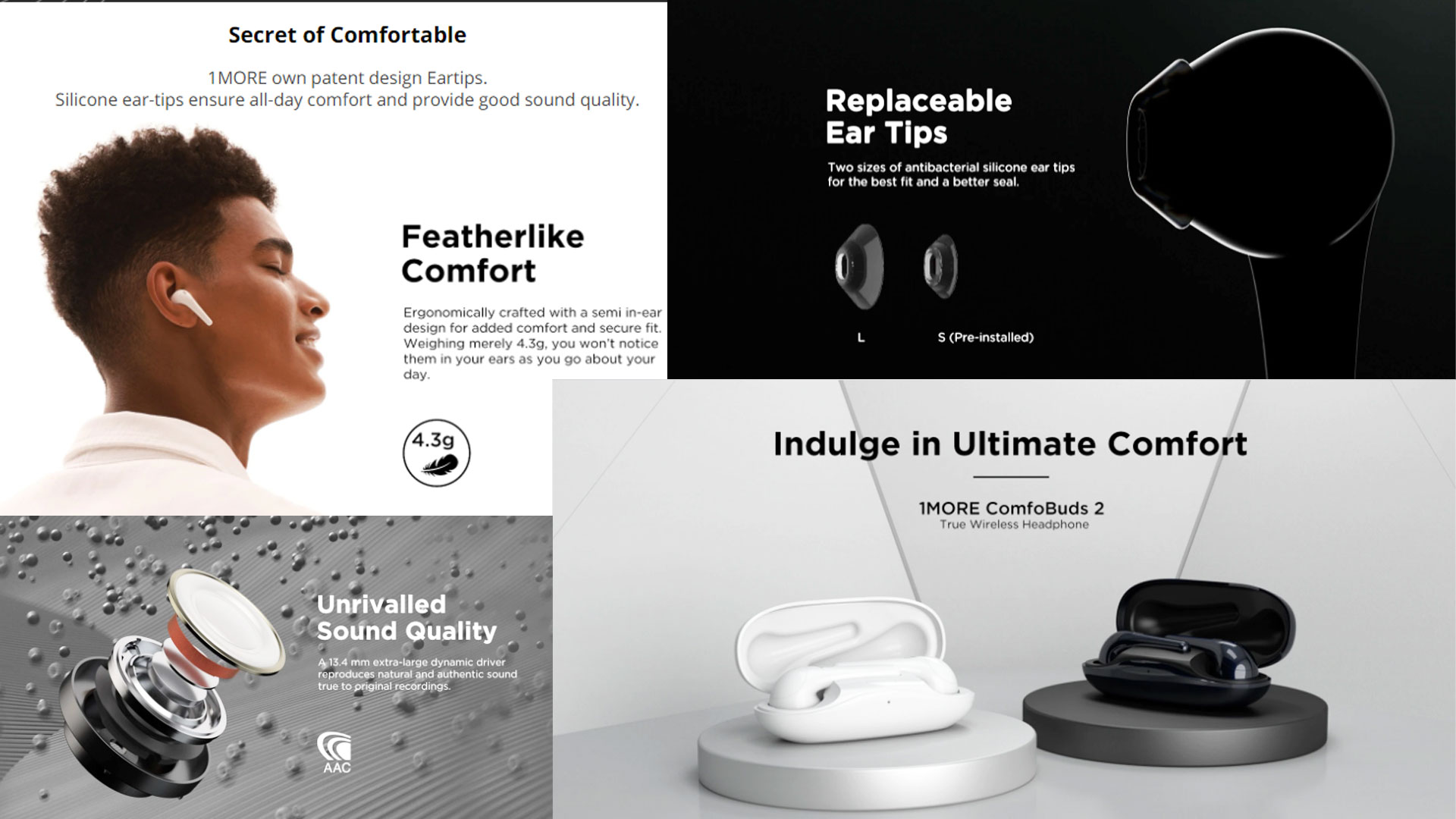 wireless earbuds earbuds best wireless earbuds Bluetooth earbuds 1MORE ComfoBuds 2