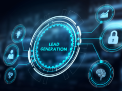 14 Top AI Lead Generation Software Platforms (2024): Lead generation inscription connected to related icons on a blurred background.
