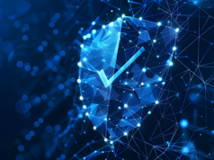 How To Scan a Website for Vulnerabilities: Top Tools and Tec… A dark blue polygonal wireframe shield with a check mark.