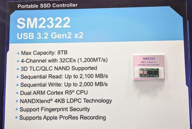 Silicon Motion SM2322 USB 3.2 Gen 2x2 Native Controller:...