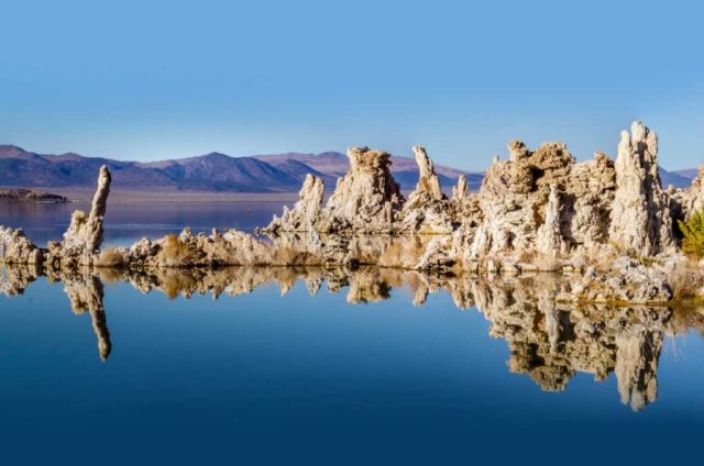 Tufa limestone rock formations of Mono Lake in California