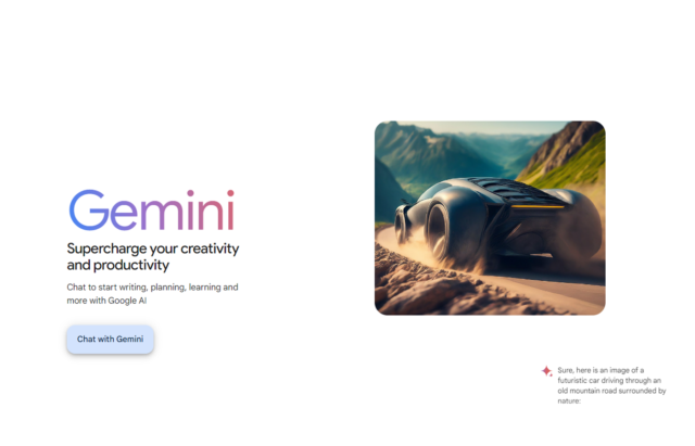 Google Gemini home page.