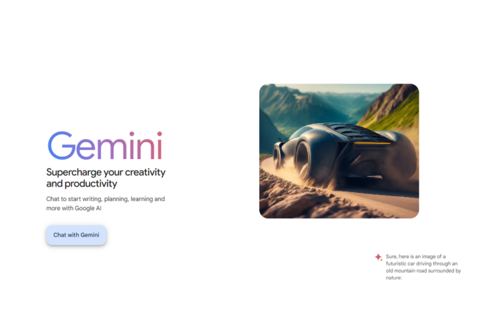 Google Gemini home page.