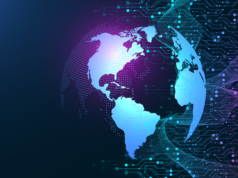 Google Building AI World Model to Replicate Human Cognition Digital globe on electronic circuit design.