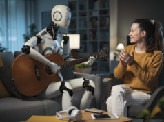 Beatle Paul McCartney Takes Public Stand Against AI “Ripping… A humanoid robot playing a guitar with a human.