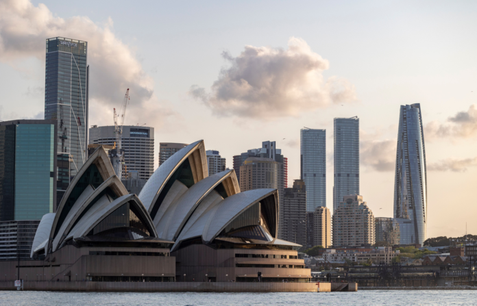 Sydney Opera House at sunset.