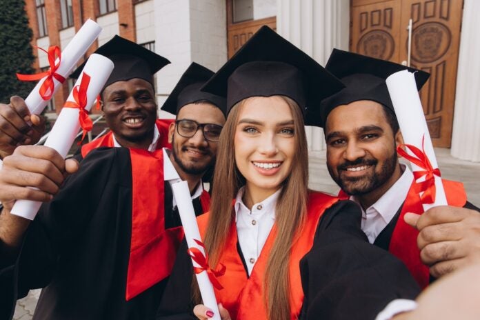 Stock photo of graduates.