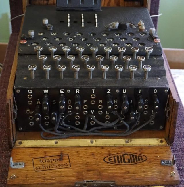 1747080987_WWII-Enigma-Code-Would-Not-Remotely-Be-a-Match-For.jpeg Photo of a German Enigma machine.