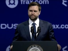 JD Vance at Bitcoin Event Weighs In On Whether AI Is Communi… Screenshot from video of US Vice President JD Vance giving a keynote at a Bitcoin event on May 28, 2025 in Las Vegas.