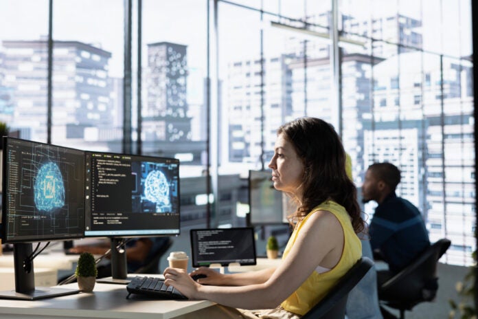 An employee working on AI technology.