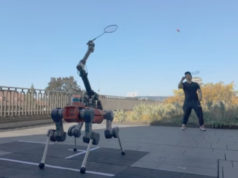 Robot Learns to Play Badminton Against Humans ANYmal-D robot playing badminton.