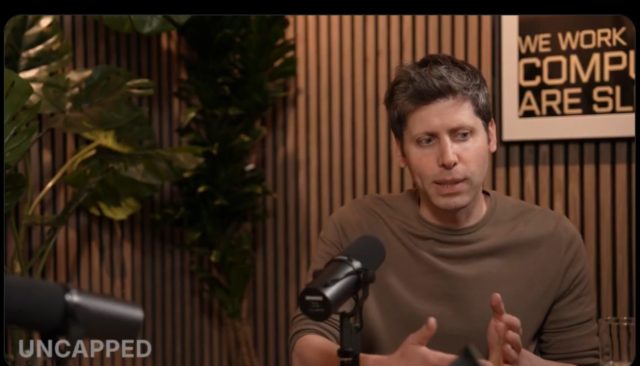 1751916462_OpenAI-Slams-Robinhood’s-Crypto-Token-Launch.jpg Screenshot of OpenAI CEO Sam Altman speaking on the Uncapped with Jack Altman podcast.