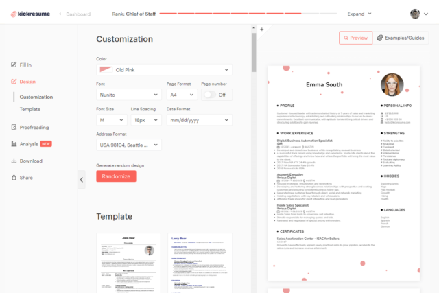 1752313116_Best-AI-Tools-for-Job-Seekers.png Kickresume interface.