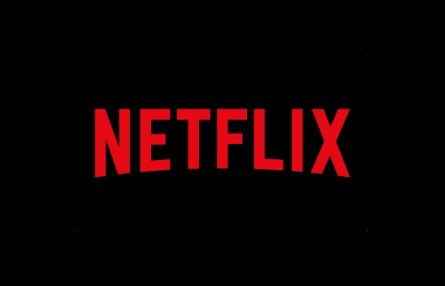 Netflix logo on black background.