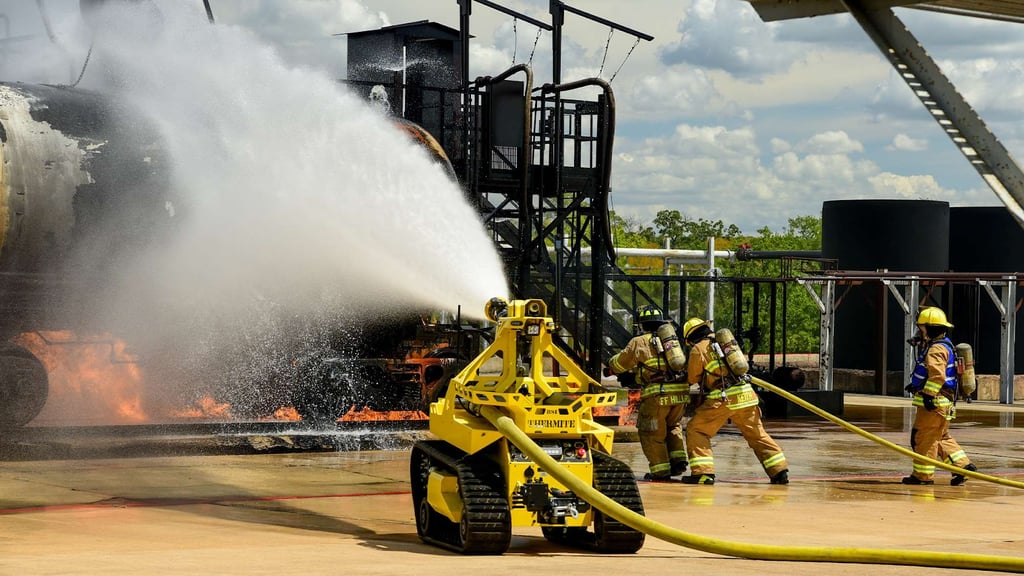 A fire fighting robot.