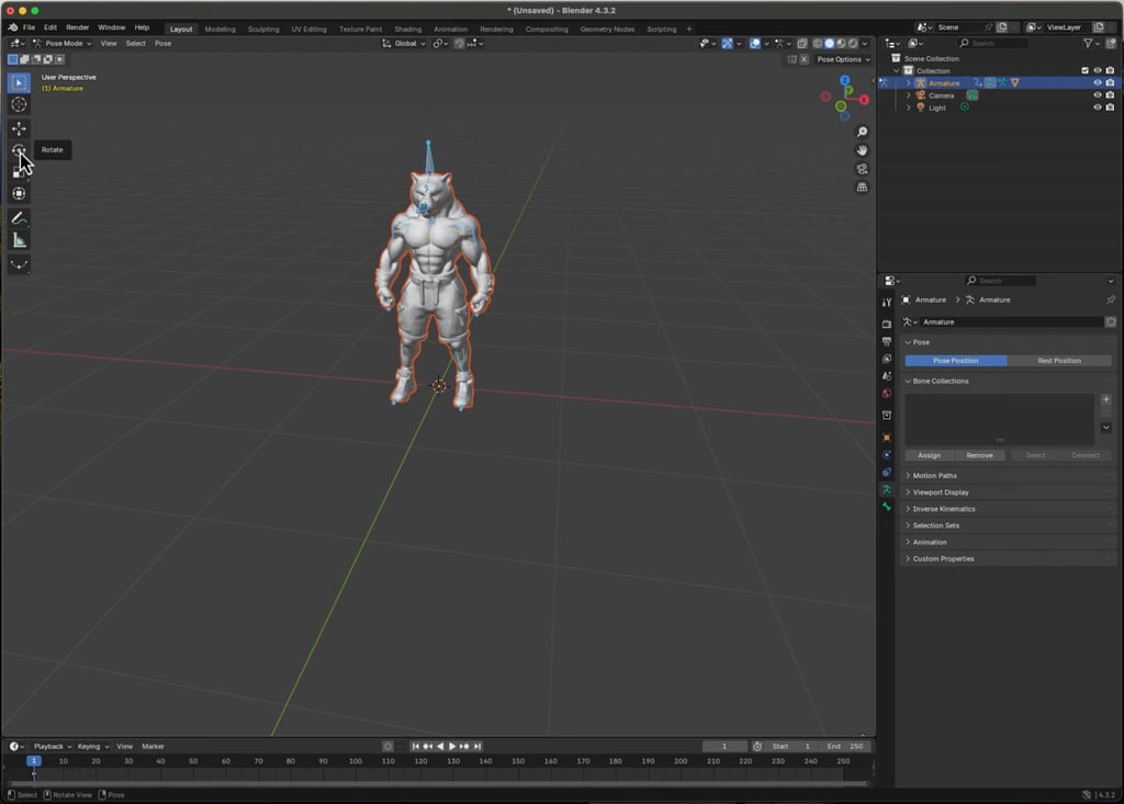 DeepMotion AI converts a 3D character's static poses in Blender into smooth, realistic animations.