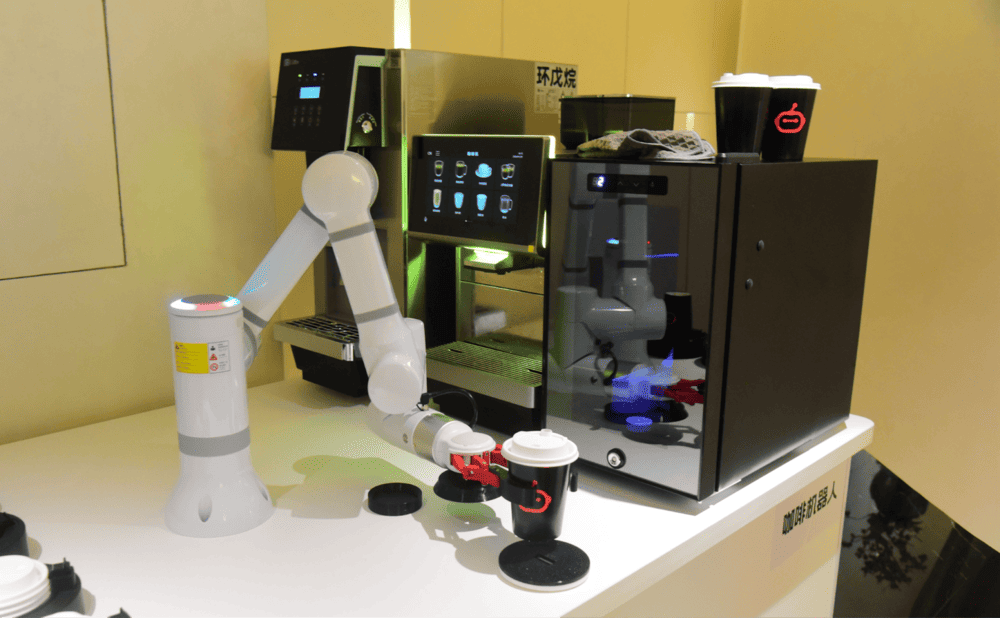 A coffee-making robot. 