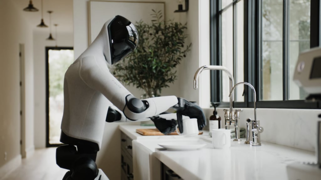 A robot making a coffee.