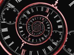 Back to the long run: The hottest JavaScript tales… Reversed infinity time spiral; a digital image of a stopwatch with a black background and red spiral representing infinity backward.