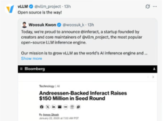 This $800M Startup Makes ChatGPT 24x Faster vLLM X post about startup raise for AI.