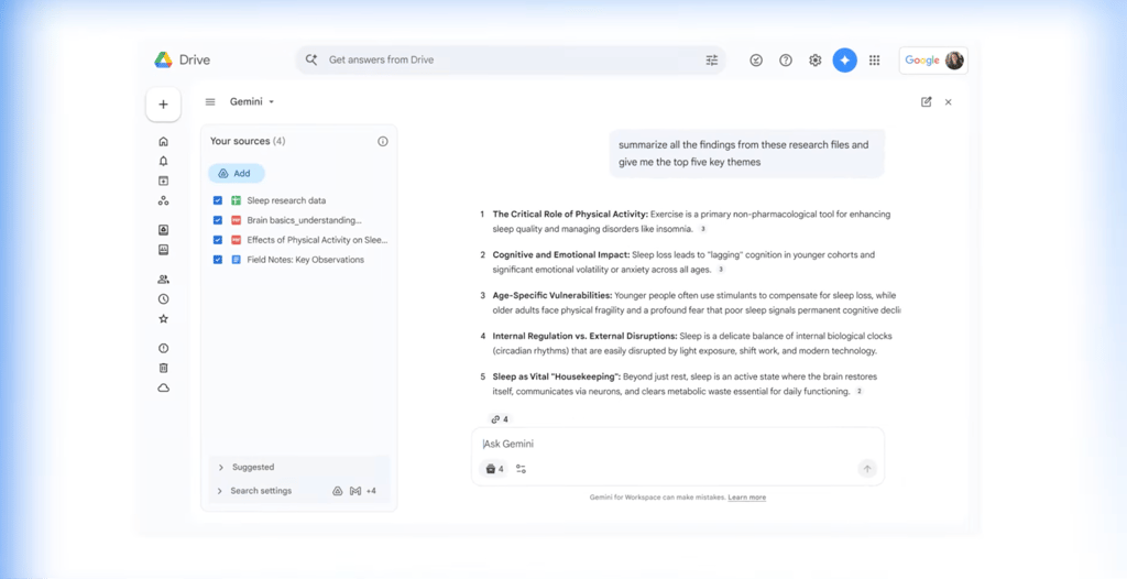 Gemini will now generate Google Drive with an "AI Overview" at the top of the results when you search for files.